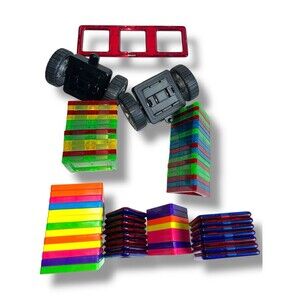 Magna Tiles 69 Piece Set Mixed Shapes Colors Magnetic Building Blocks STEM Toy